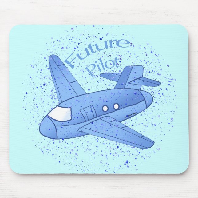 Blå flygplans framtida pilot musmatta (Framsidan)