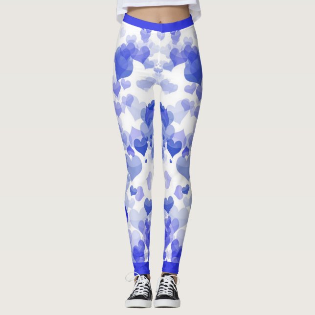 Blå flytande hjärtan leggings (Framsida)