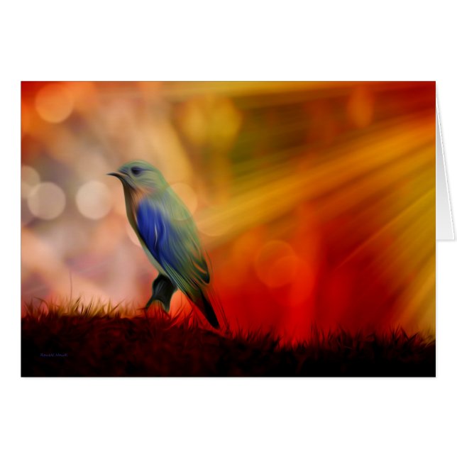 Blå födelse av lycka hälsningskort (Framsidan Horizontal)