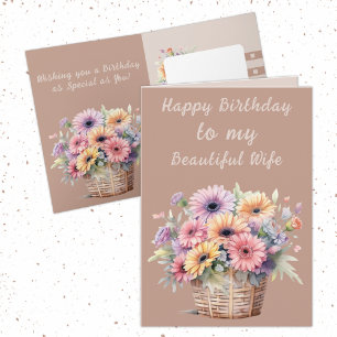 Blå födelsedag för vacker fru gerbera blommor kort