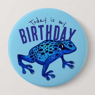 Blå födelsedag Frog Knapp