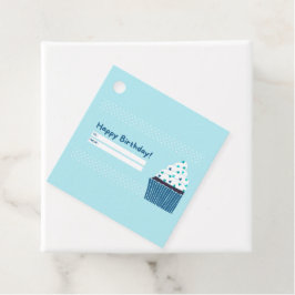 Blå födelsedag gåvor etiketter