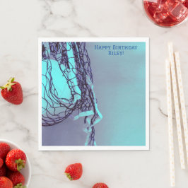 Blå födelsedag, netto och volleyboll pappersservett