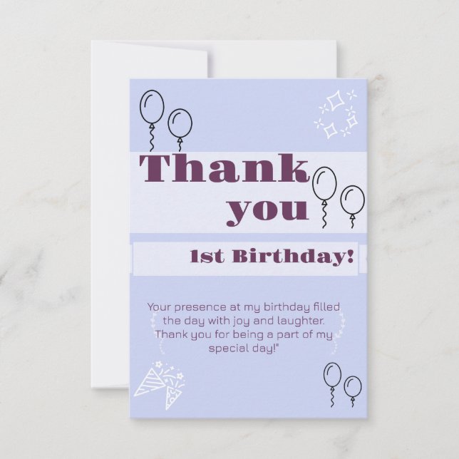 Blå födelsedag tack vare kortet kort (Framsida)