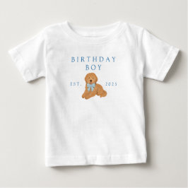Blå födelsedags pojke Golden Doodle Valp Födelseda T Shirt