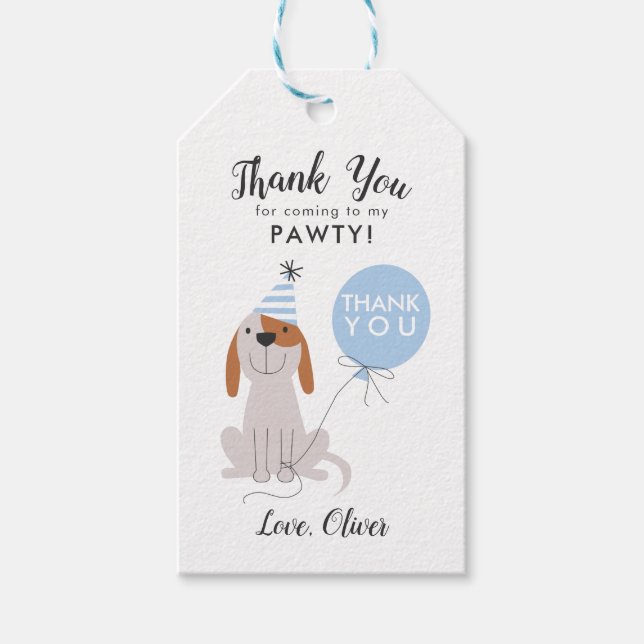 Blå Födelsedagsfest för maritim Hund Presentetikett (Framsidan)