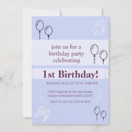 Blå födelsedagsinbjudningskort inbjudningar