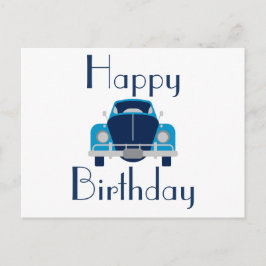 Blå födelsedagskort med bil vykort
