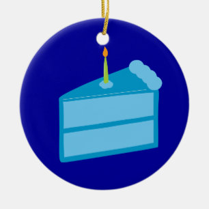 Blå födelsedagskummel julgransprydnad keramik