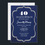 Blå födelsemeddelandekallelse kort<br><div class="desc">Den här inbjudan till elegant blå och guld är en nyans till blå födelsedagsfest. Du kan ändra inbjudan till vilken ålder som helst.</div>