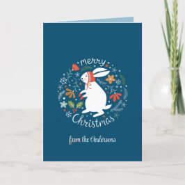 Blå folkkonst jul tack kort