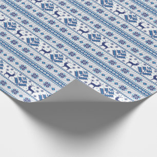 Blå folkmotiv etno-prydnadsföremål dekorerar ju presentpapper