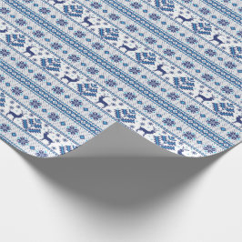 Blå folkmotiv etno-prydnadsföremål dekorerar jul presentpapper