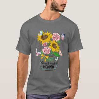 Blå för att kallas mamma Life Flower Art Mor T Shirt