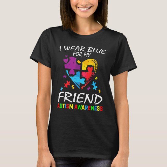 Blå för Friend Autism Awareness Puzzle Heart Grap T Shirt (Framsida)