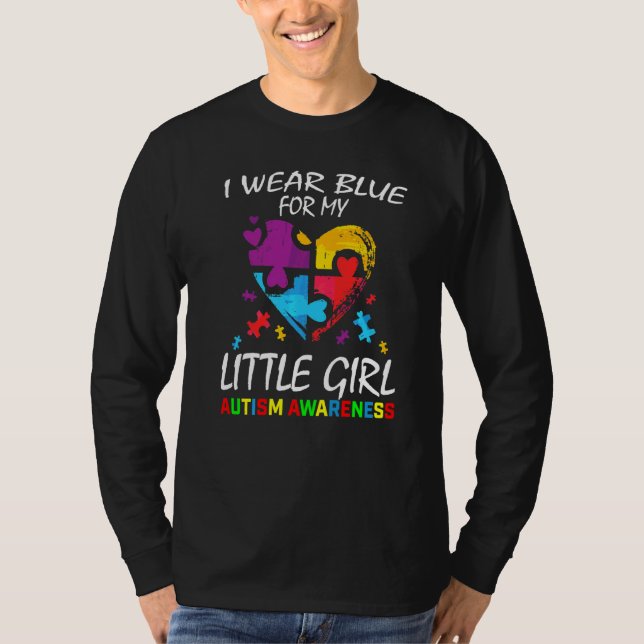 Blå för min lilla dotter Dotter Autism Awareness T Shirt (Framsida)