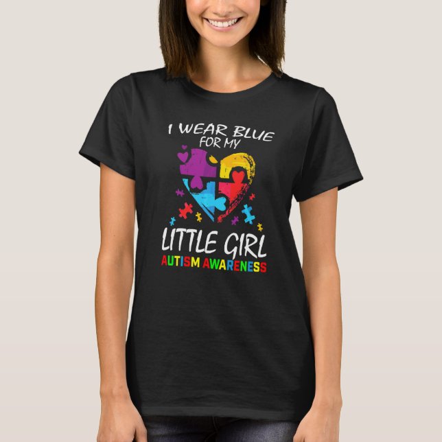 Blå för min lilla dotter Dotter Autism Awareness T Shirt (Framsida)