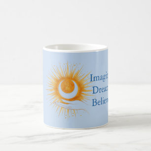 Blå Föreställ Dröm Tro Guld Orange Sol Hand Kaffemugg