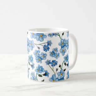 Blå Förgätmigej Akvarell Blommig Naturte Kaffemugg