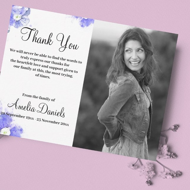 Blå Förgätmigej I Minnet Tacksamhetskort Inbjudningar (Beautiful Forget-me-not remembrance stationery & cards.)