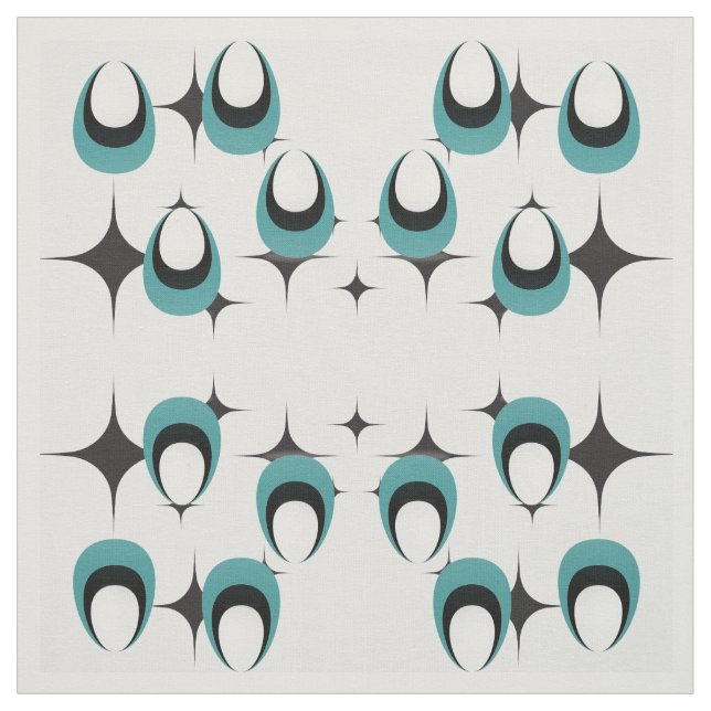 blå former Mid Century Modern Fabric Tyg (Provkarta)