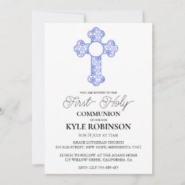 blå första kommuninbjudningar inbjudningar