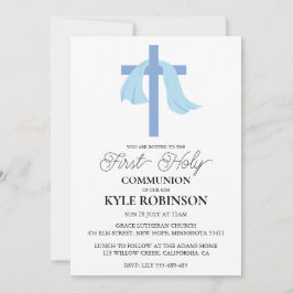 blå första kommuninbjudningar inbjudningar