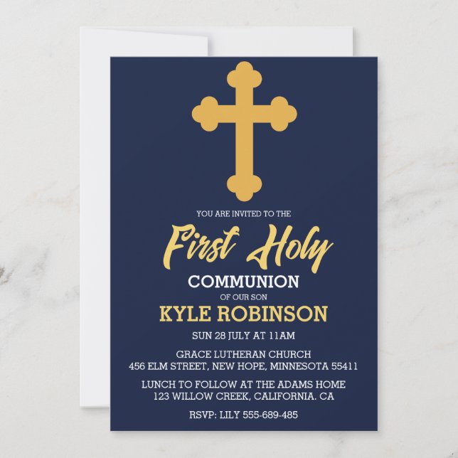 blå första kommuninbjudningar inbjudningar (Framsida)