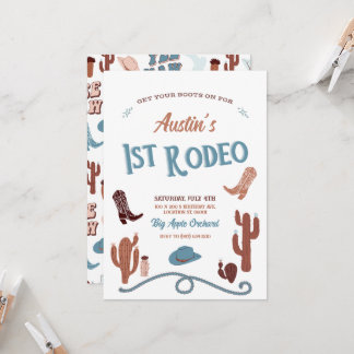 Blå första Rodeo Inbjudningar