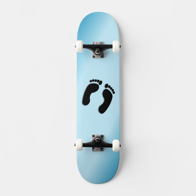 Blå fotavtryck skateboard bräda 20,5 cm (Framsida)