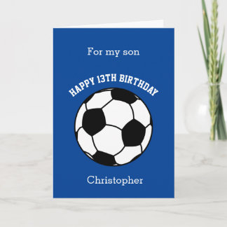 Blå fotboll Glad 13-årsdag son Kort