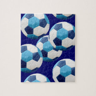 Blå fotbollar, fotvårdsgrafik, design. pussel