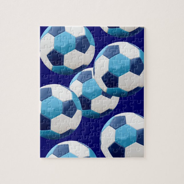 Blå fotbollar, fotvårdsgrafik, design. pussel (Vertikal)