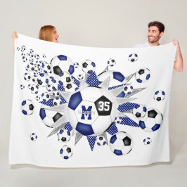 Blå fotbollar stjärnor flickor namn fleecefilt