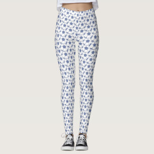 Blå fotbolls-boxar design för allt-över-utskriftsk leggings