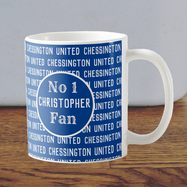 Blå fotbollsfan eller fotbollssupporter kaffemugg (Skapare uppladdad)