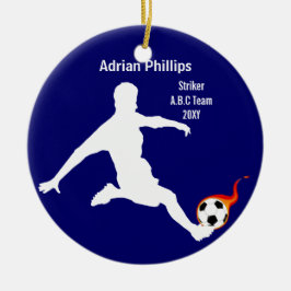blå fotbollsspelare ornament