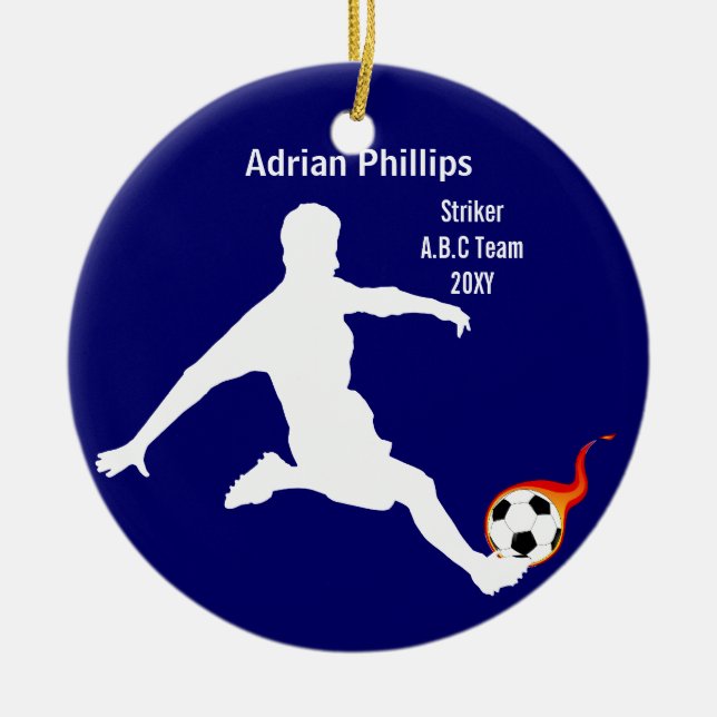blå fotbollsspelare ornament (Framsidan)