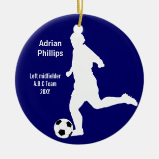 blå fotbollsspelare ornament
