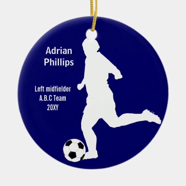 blå fotbollsspelare ornament (Framsidan)