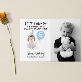 Blå foto för maritimt Hund, tema för Födelsedagsfe Inbjudningar