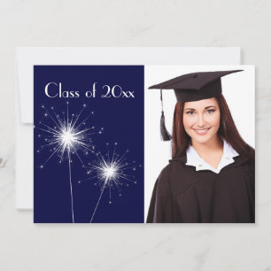 Blå Foto Gnist Gradueringsinbjudan Inbjudningar