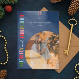 Blå foton från Merry & Bright Retro-julfoton Julkort