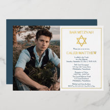 Blå fotostjärna av David Pub Mitzvah - Guld