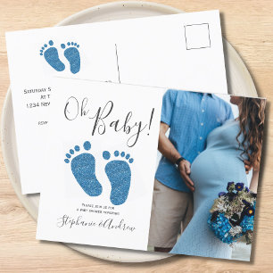 Blå fötter par baby shower inbjudan vykort