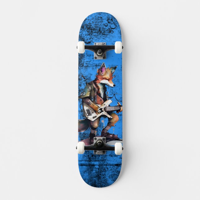 Blå fox Guitar Skateboard (Framsida)