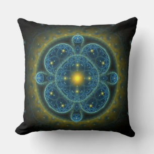 Blå fractal ornate mönster mandala kudde