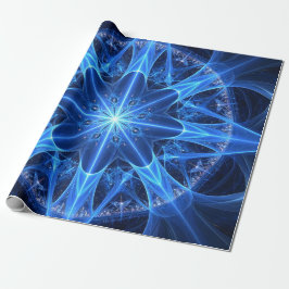 Blå fractal Star Wrapping Papper Presentpapper