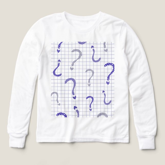 Blå frågetecken sömlös mönster t shirt (Design framsida)