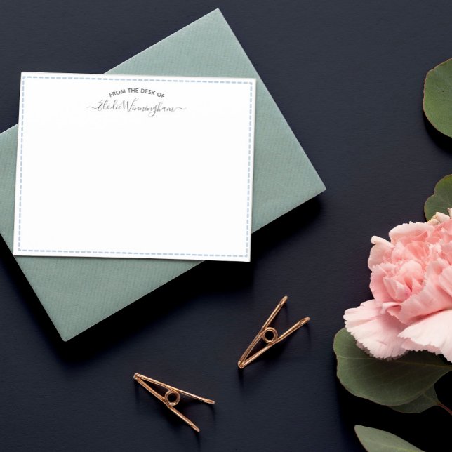 Blå från skrivbordet i Namn i skript Anteckningskort (Skapare uppladdad)